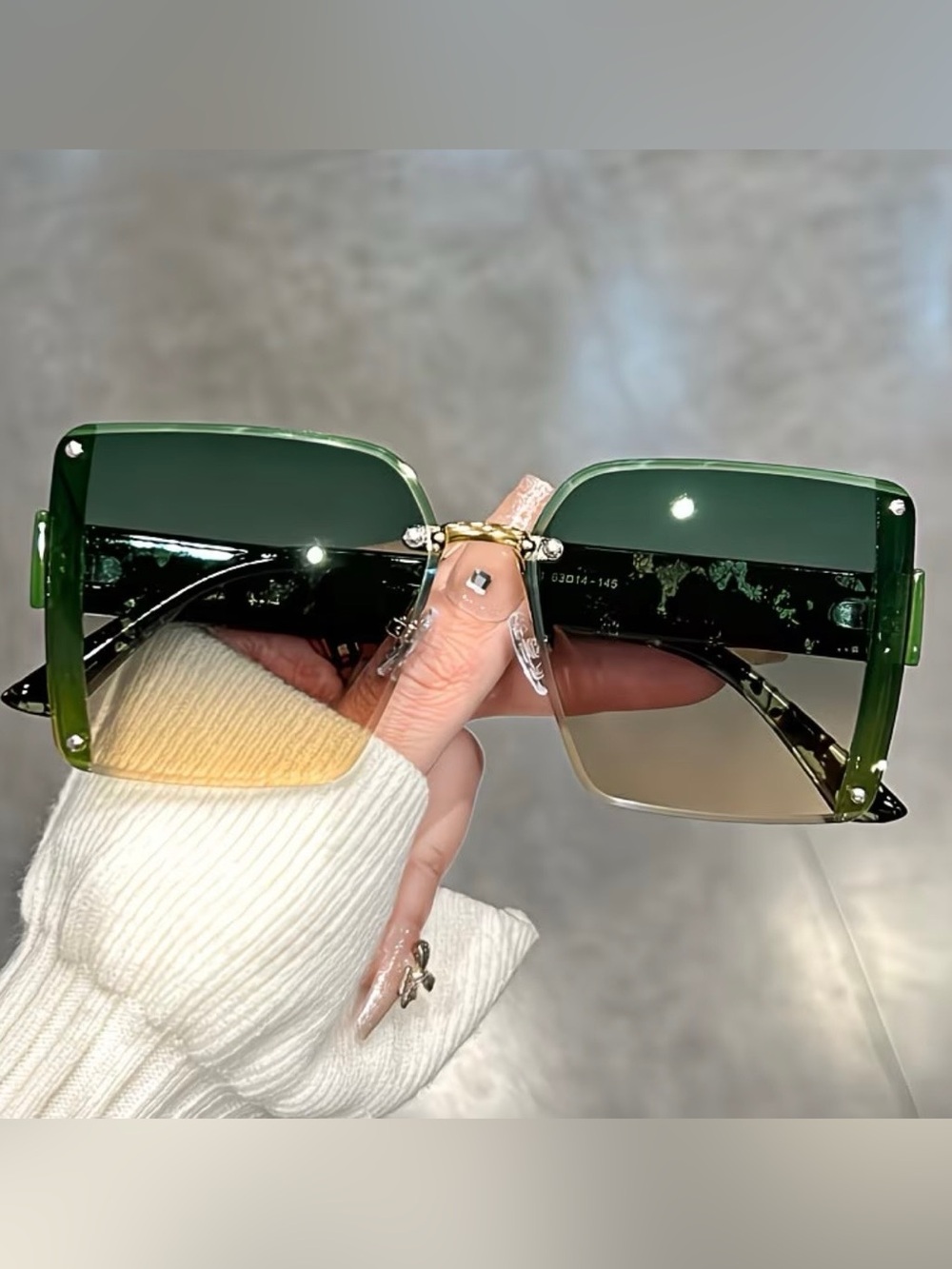 Green Gradient Rimless Women's Sunglasses NWOT